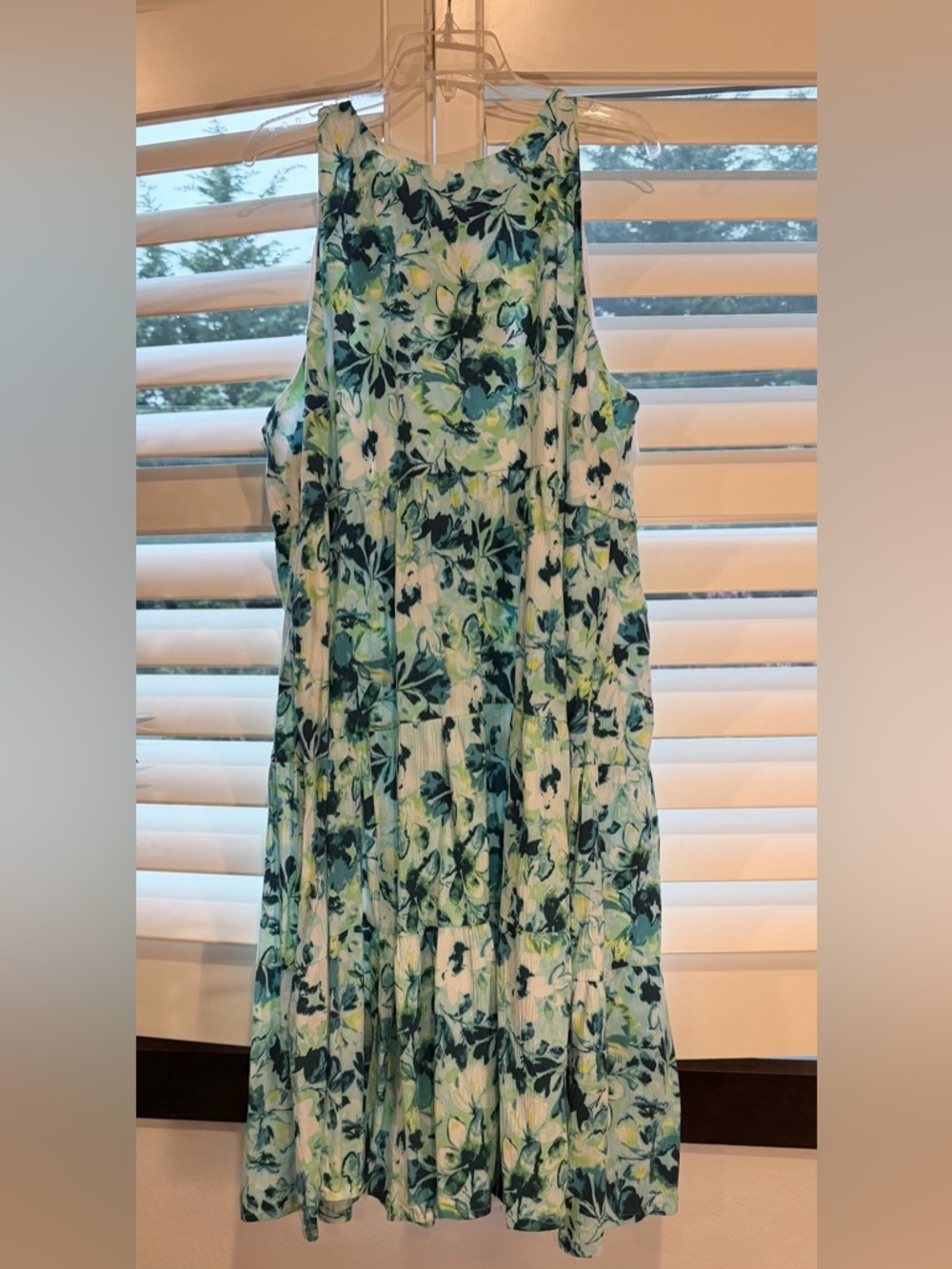 Torrid Floral Tiered Summer Dress in Teal and Green